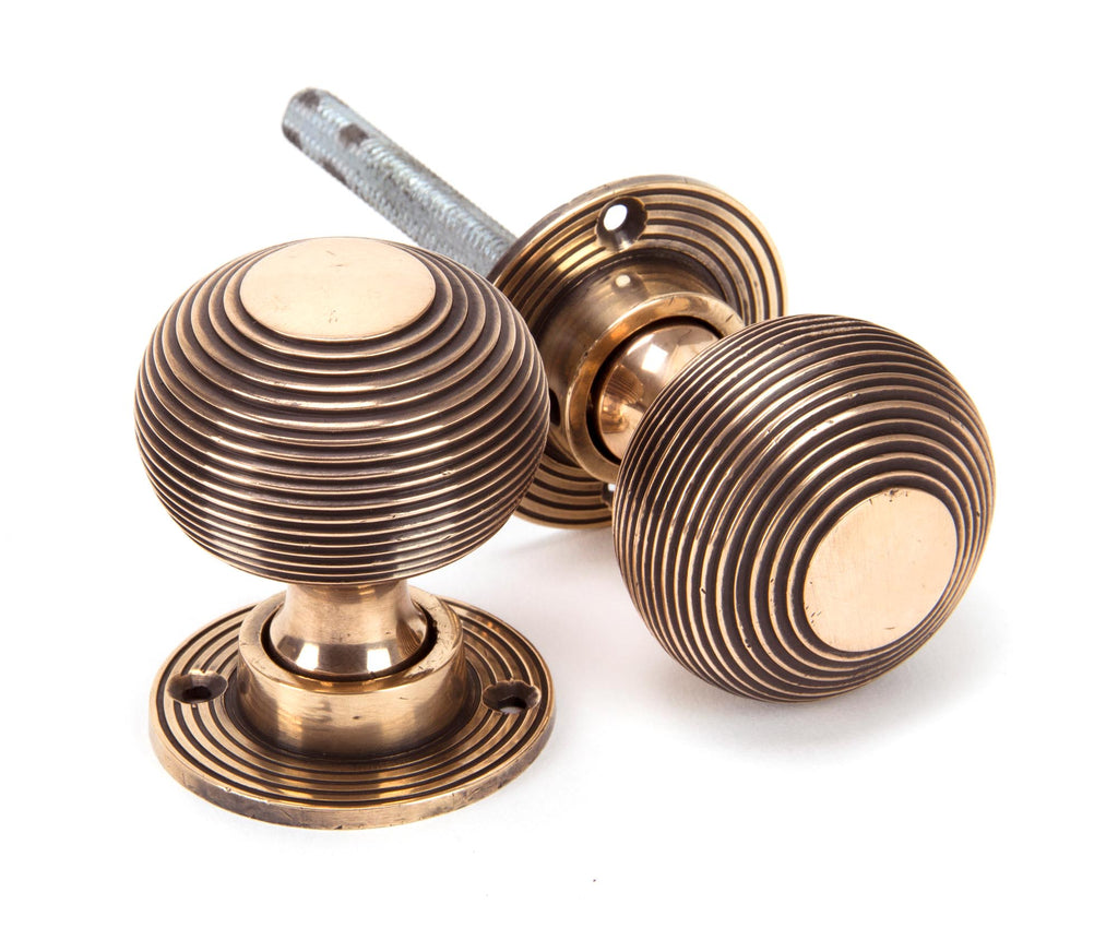 From The Anvil's Polished Bronze Heavy Beehive Mortice/Rim Knob Set