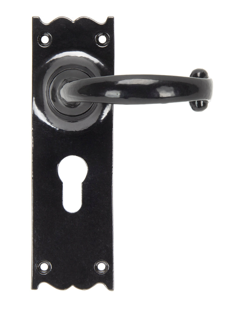 From The Anvil's Black Cottage Lever Euro Lock Set