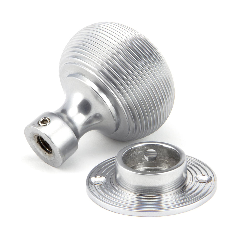 From The Anvil's Satin Chrome Heavy Beehive Mortice/Rim Knob Set