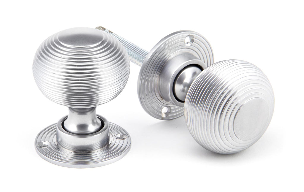 From The Anvil's Satin Chrome Heavy Beehive Mortice/Rim Knob Set