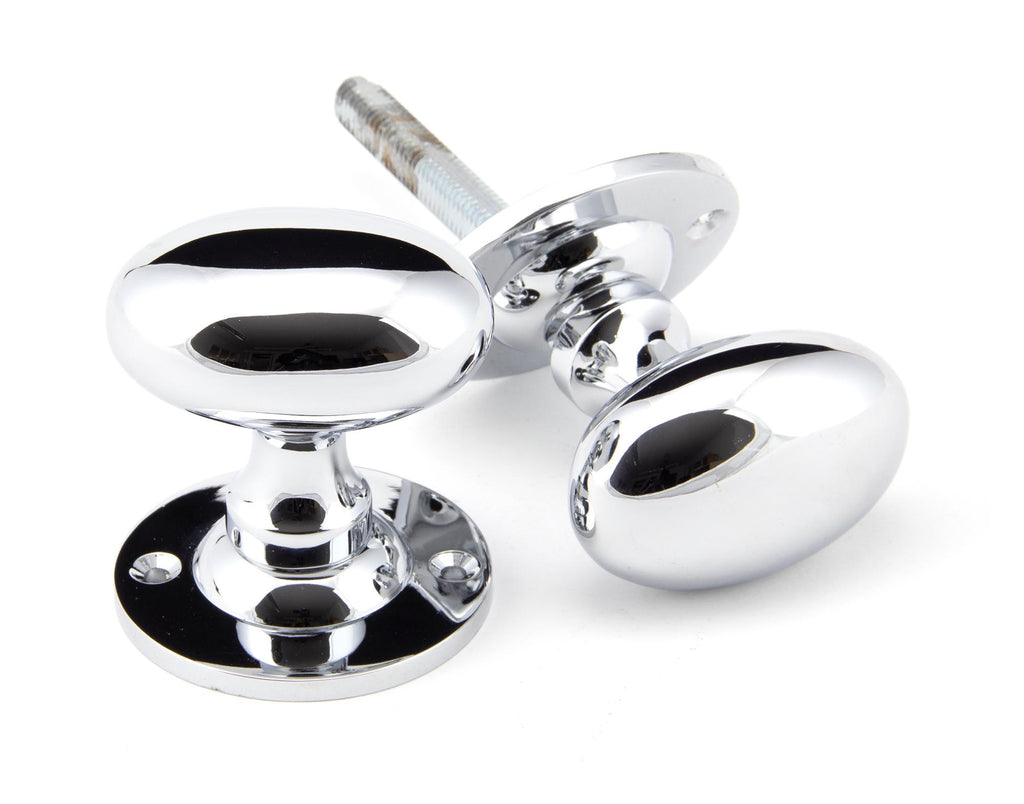 From The Anvil's Polished Chrome Oval Mortice/Rim Knob Set