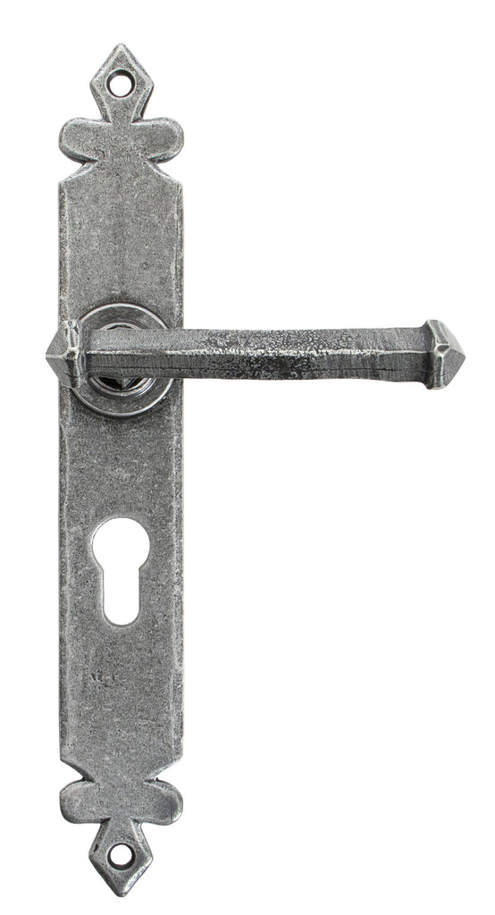 From The Anvil's Pewter Patina Tudor Lever Euro Lock Set