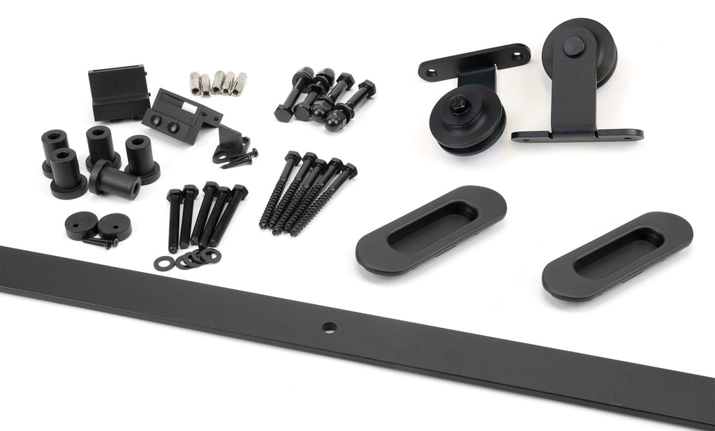 From The Anvil's Black 100kg Sliding Door Hardware Kit (Top Mount)